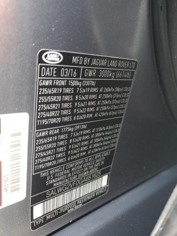 2016 LAND ROVER RANGE ROVE - SALWG2VF0GA651625