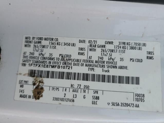 2021 FORD F150 SUPER - 1FTFX1E87MFB10721