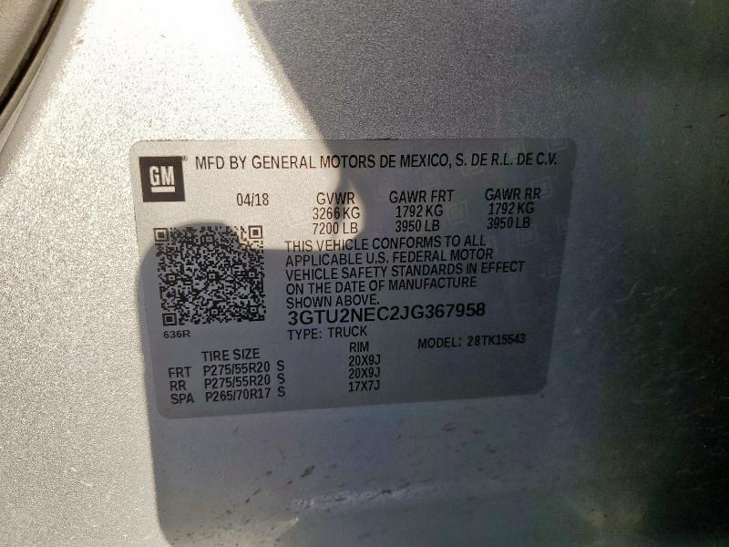 2018 GMC SIERRA K15 - 3GTU2NEC2JG367958