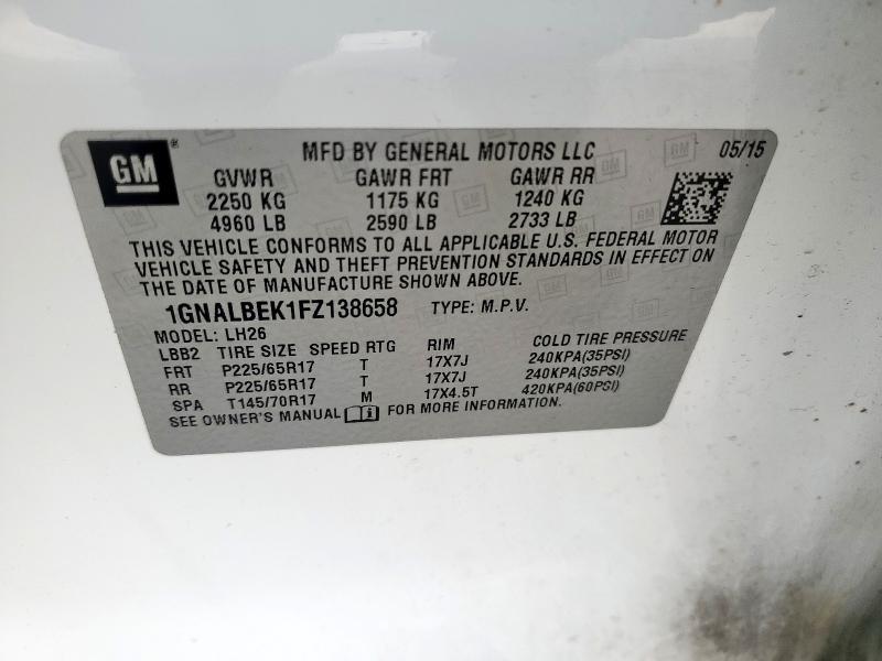 2015 CHEVROLET EQUINOX LT - 1GNALBEK1FZ138658