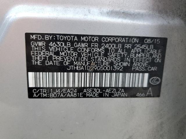 2016 LEXUS IS 200T - JTHBA1D29G5001392