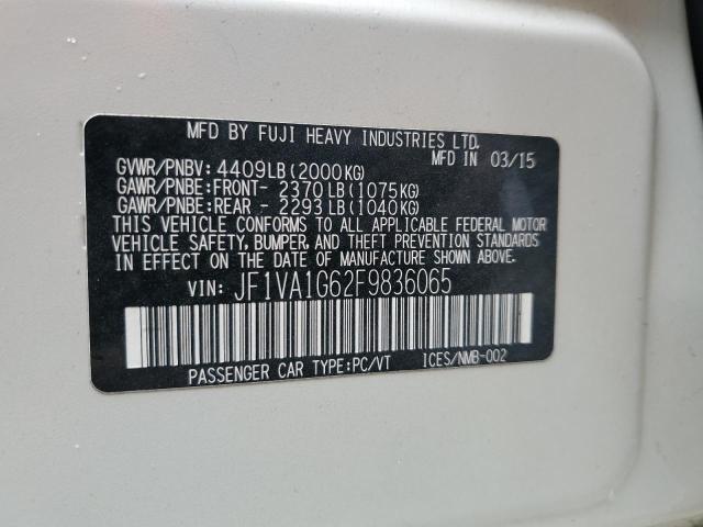 2015 SUBARU WRX LIMITED JF1VA1G62F9836065