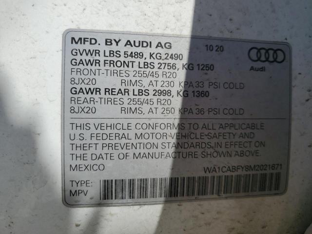 2021 AUDI Q5 PRESTIG WA1CABFY8M2021671