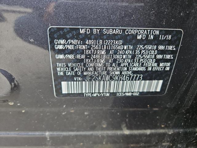 2019 SUBARU FORESTER T - JF2SKAWC9KH467773