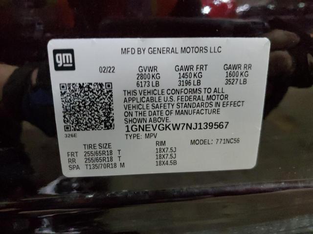 2022 CHEVROLET TRAVERSE L - 1GNEVGKW7NJ139567