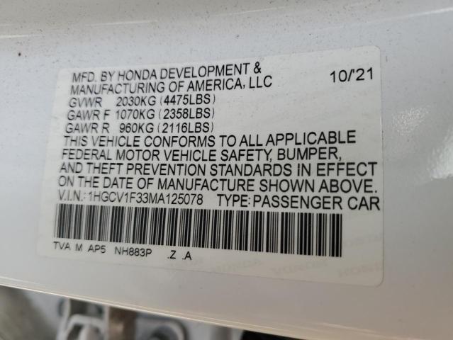 2021 HONDA ACCORD SPO - 1HGCV1F33MA125078
