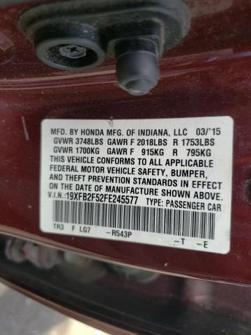 2015 HONDA CIVIC LX 19XFB2F52FE245577
