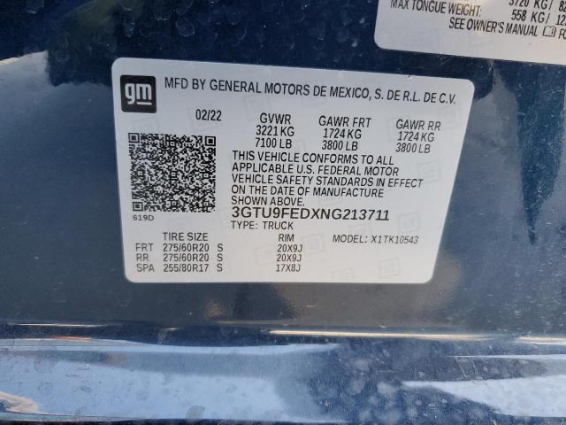 2022 GMC SIERRA LIM - 3GTU9FEDXNG213711
