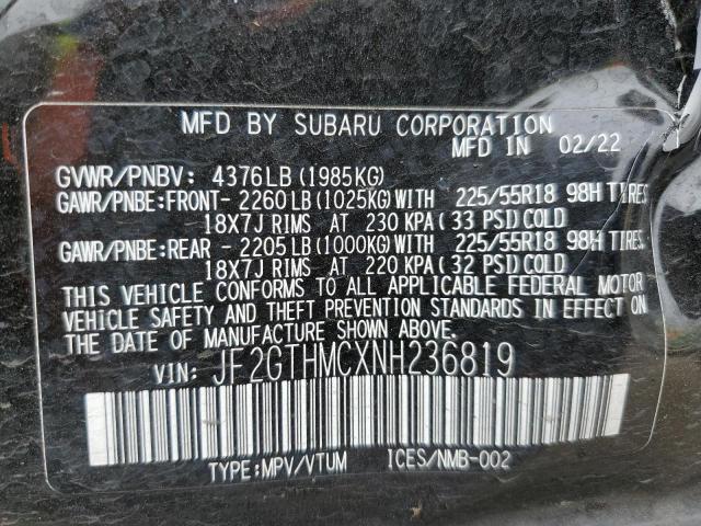 2022 SUBARU CROSSTREK - JF2GTHMCXNH236819