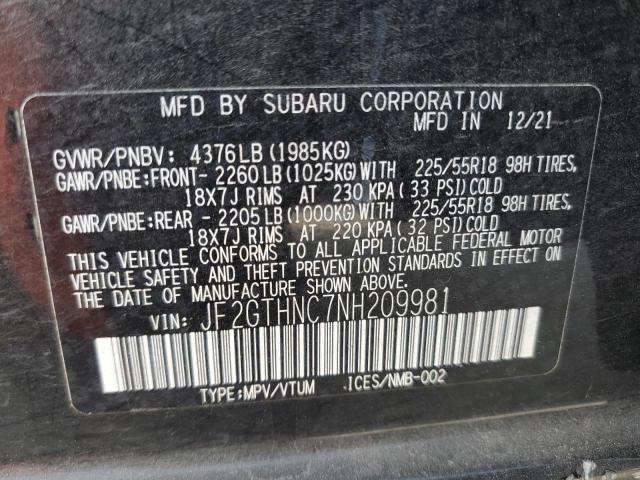 2022 SUBARU CROSSTREK - JF2GTHNC7NH209981