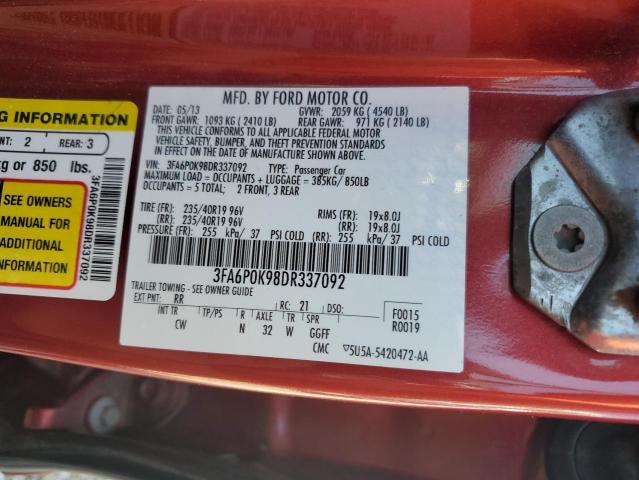 2013 FORD FUSION TIT - 3FA6P0K98DR337092