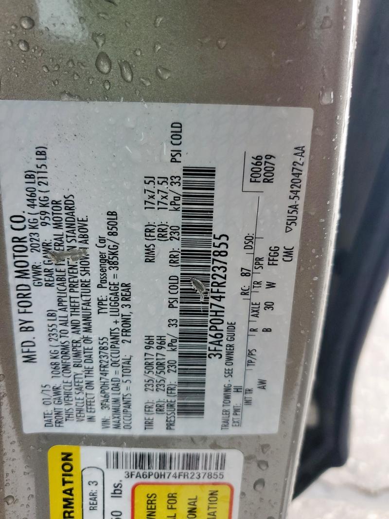 2015 FORD FUSION SE - 3FA6P0H74FR237855
