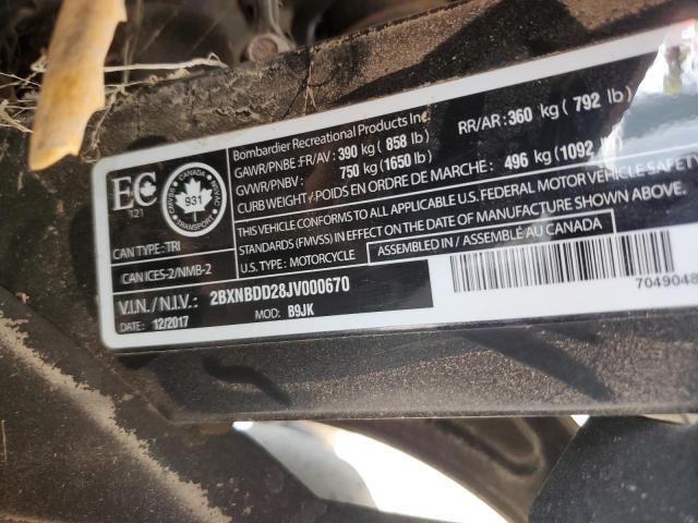 2018 CAN-AM SPYDER ROA 2BXNBDD28JV000670