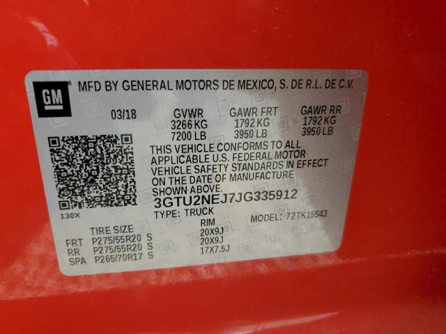 2018 GMC SIERRA K15 - 3GTU2NEJ7JG335912