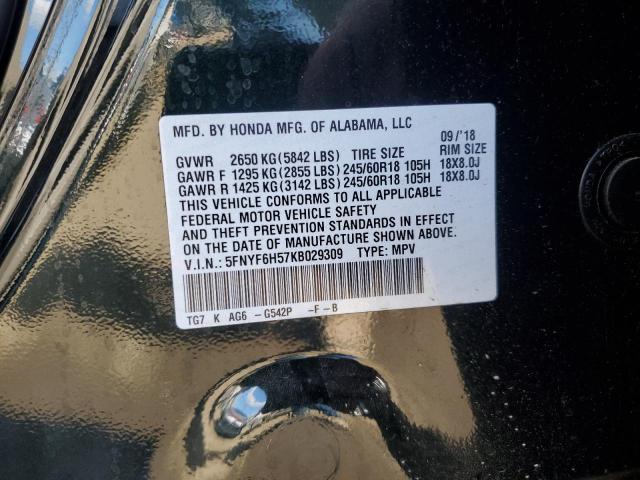 2019 HONDA PILOT EXL - 5FNYF6H57KB029309