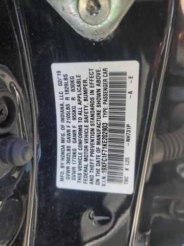 2019 HONDA CIVIC EXL - 19XFC1F71KE202903