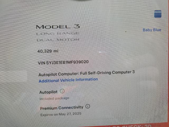 2021 TESLA MODEL 3 - 5YJ3E1EB1MF939020