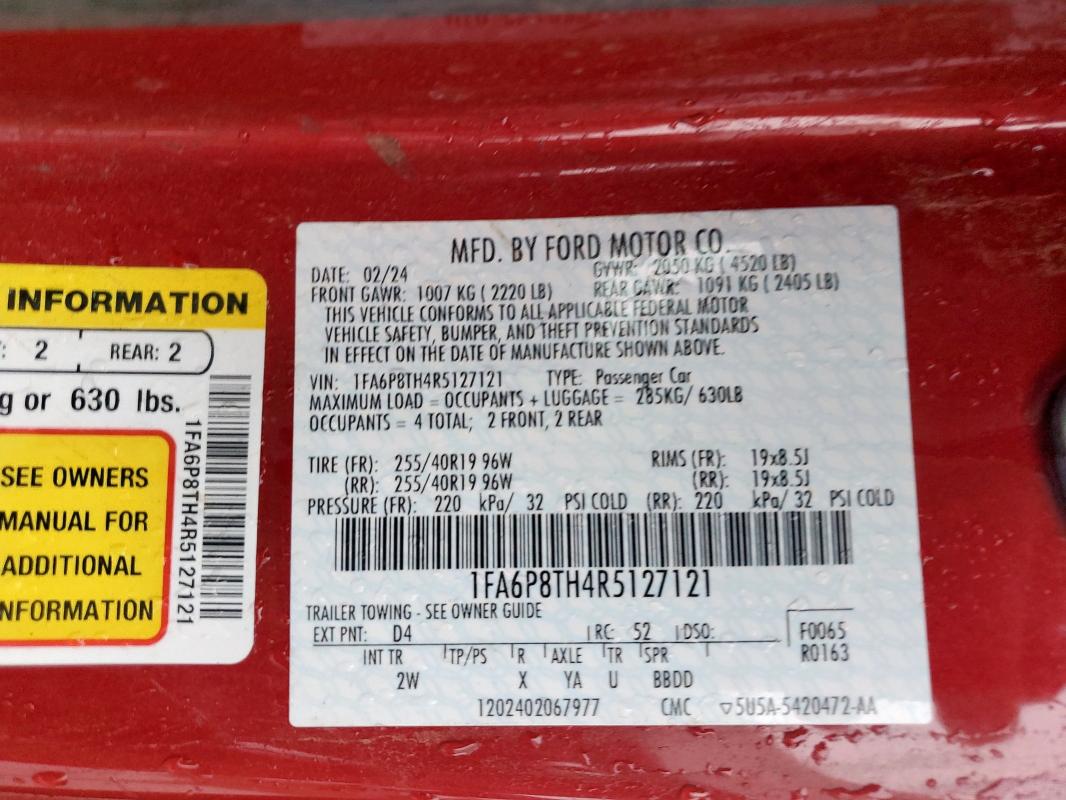 2024 FORD MUSTANG - 1FA6P8TH4R5127121