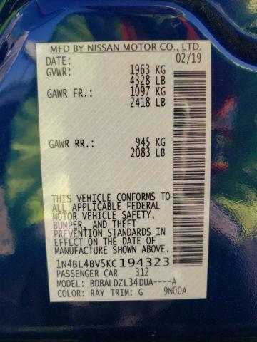 2019 NISSAN ALTIMA S - 1N4BL4BV5KC194323