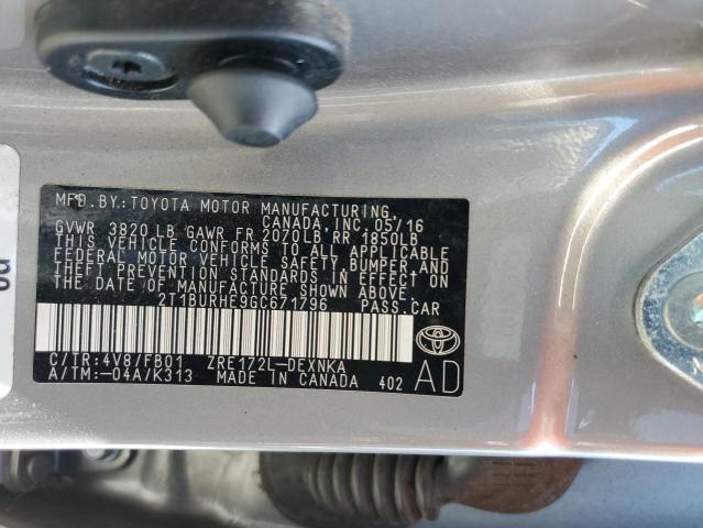 2016 TOYOTA COROLLA L - 2T1BURHE9GC671796