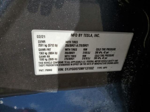 2021 TESLA MODEL Y - 5YJYGDEF0MF137692