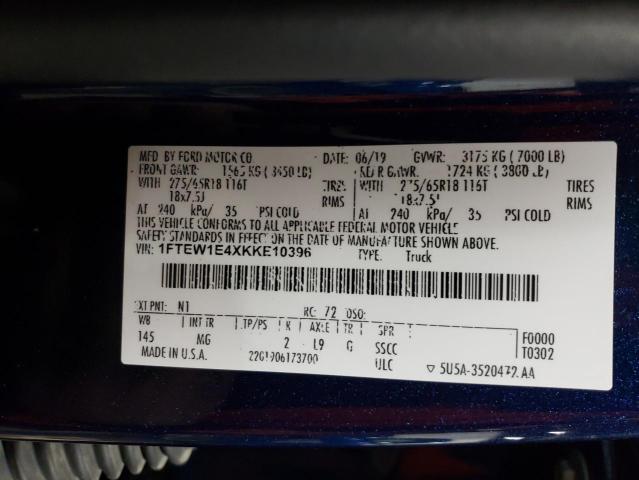 2019 FORD F150 SUPER - 1FTEW1E4XKKE10396