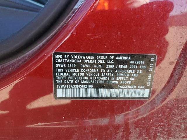 2015 VOLKSWAGEN PASSAT S 1VWAT7A33FC082100