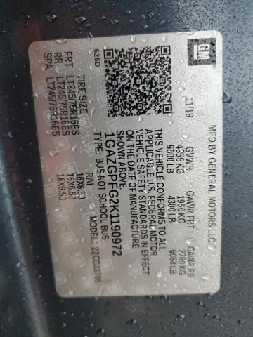 2019 CHEVROLET EXPRESS G3 - 1GAZGPFG2K1190972