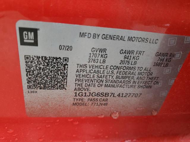 2020 CHEVROLET SONIC 1G1JG6SB7L4127707