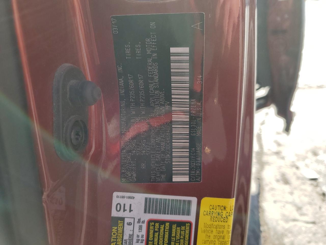 Lot #3270824435 2017 TOYOTA SIENNA LE