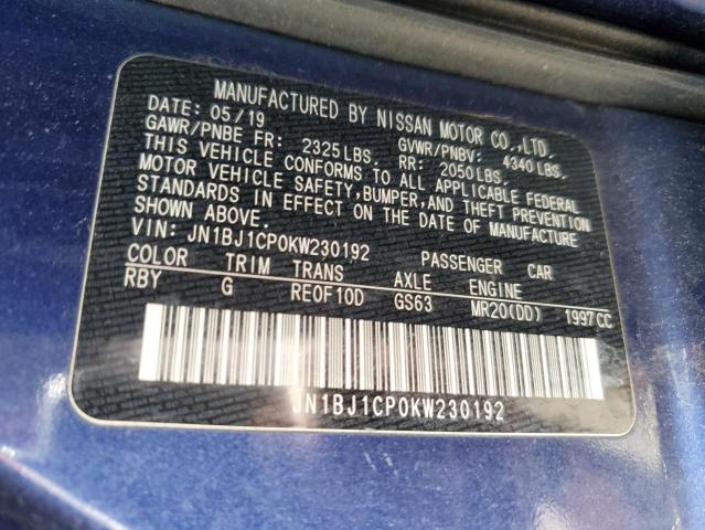 2019 NISSAN ROGUE SPOR JN1BJ1CP0KW230192
