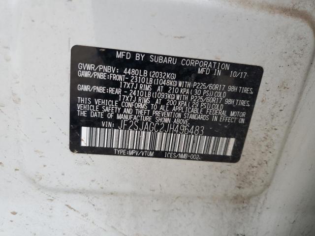 2018 SUBARU FORESTER 2 - JF2SJAGC2JH496483