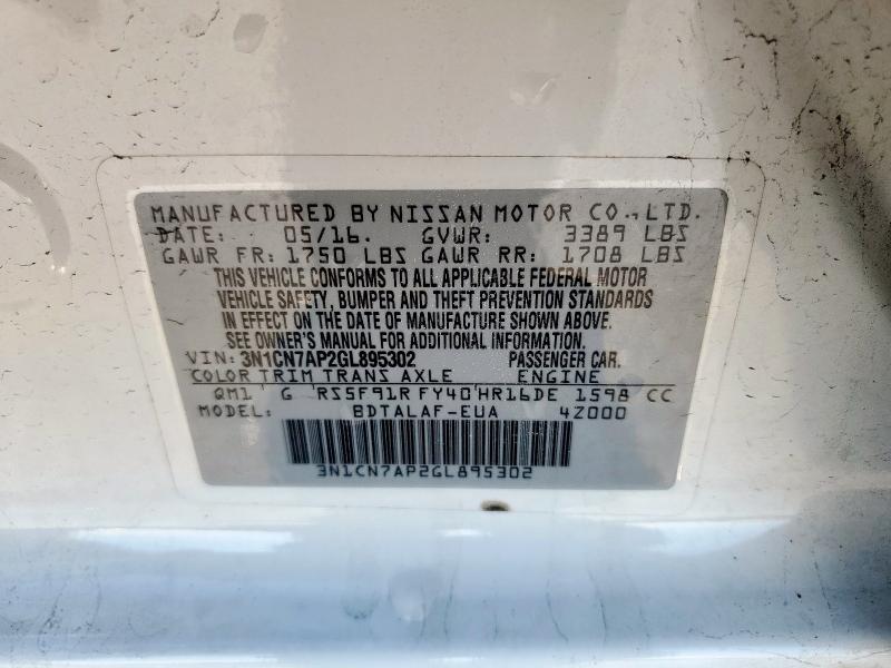 2016 NISSAN VERSA S - 3N1CN7AP2GL895302