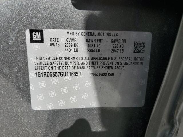 2016 CHEVROLET VOLT LTZ 1G1RD6S57GU116850