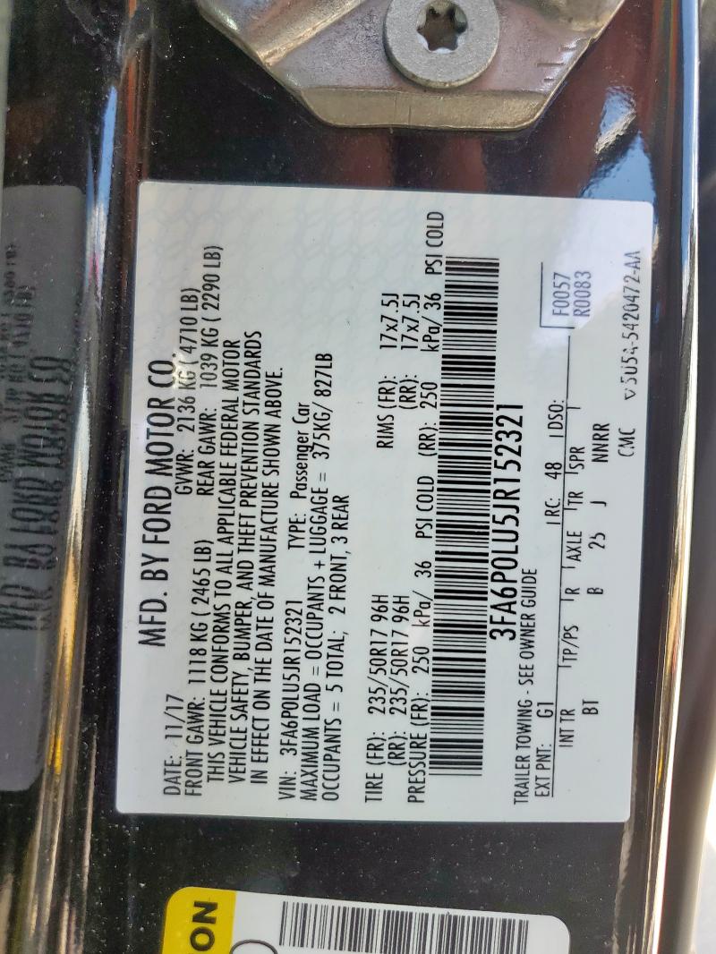 2018 FORD FUSION SE - 3FA6P0LU5JR152321
