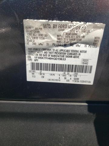2017 FORD EXPLORER L - 1FM5K7FH6HGD15633