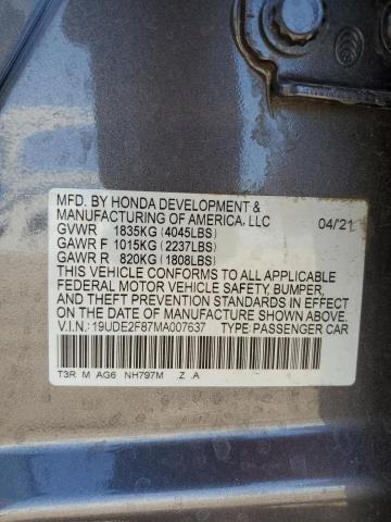 2021 ACURA ILX PREMIU 19UDE2F87MA007637