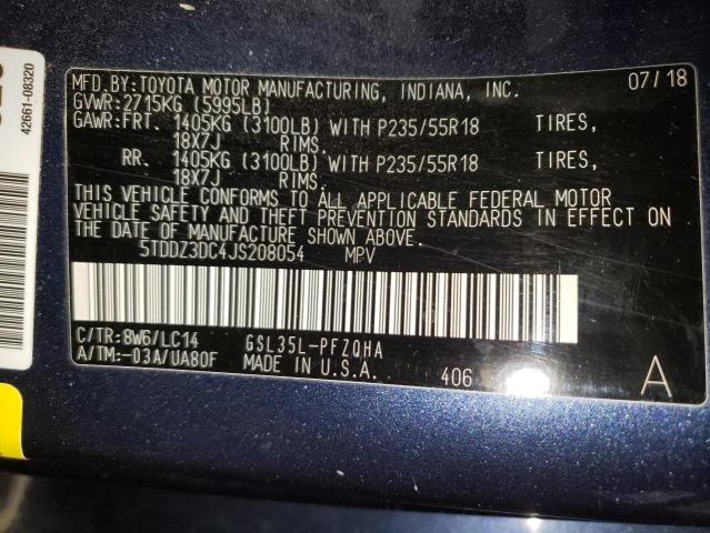 2018 TOYOTA SIENNA XLE - 5TDDZ3DC4JS208054