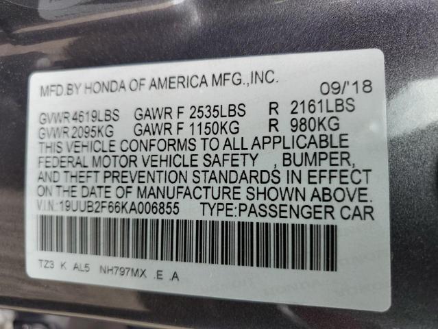 2019 ACURA TLX TECHNO - 19UUB2F66KA006855