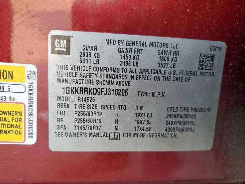2015 GMC ACADIA SLT - 1GKKRRKD9FJ310206