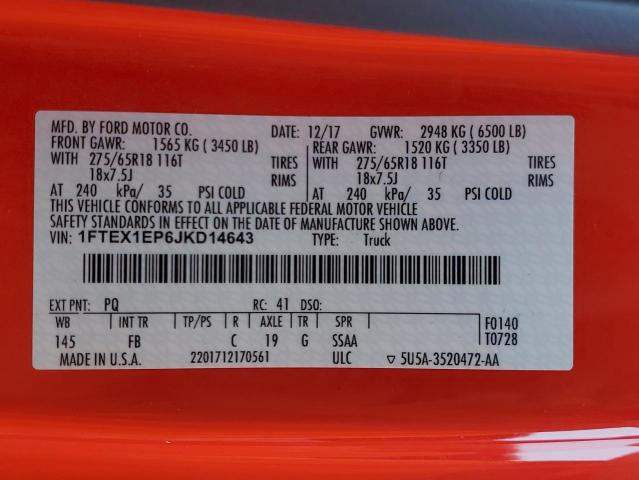 2018 FORD F150 SUPER - 1FTEX1EP6JKD14643