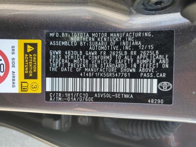 2016 TOYOTA CAMRY LE - 4T4BF1FK5GR547761