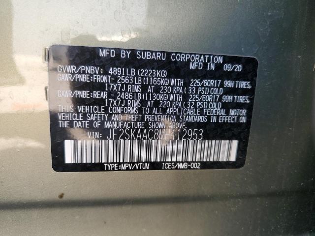2021 SUBARU FORESTER JF2SKAAC8MH412953