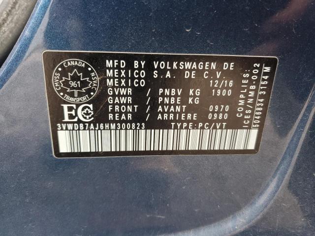 2017 VOLKSWAGEN JETTA SE 3VWDB7AJ6HM300823