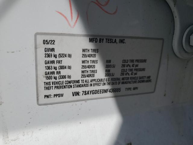 2022 TESLA MODEL Y - 7SAYGDEE0NF436885
