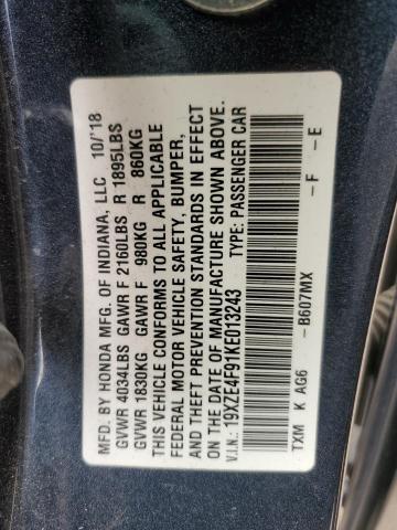 2019 HONDA INSIGHT TO 19XZE4F91KE013243