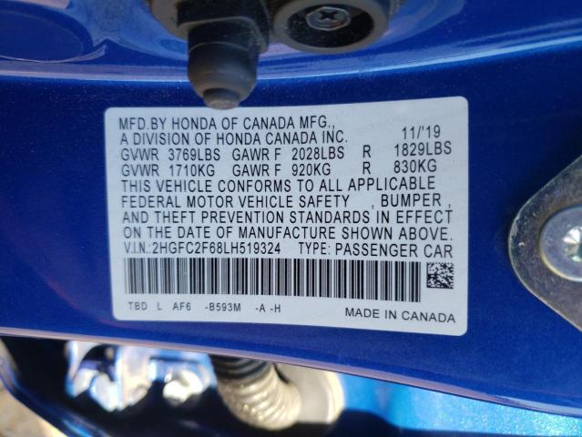 2020 HONDA CIVIC LX - 2HGFC2F68LH519324