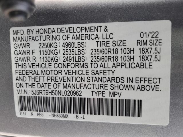 2022 HONDA CR-V EX 5J6RT6H50NL020962