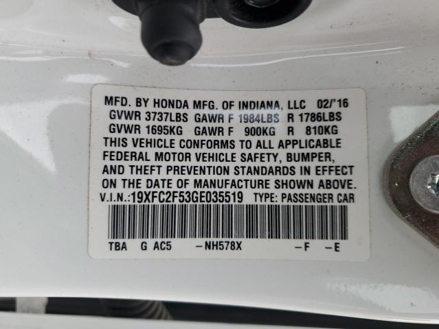 2016 HONDA CIVIC LX - 19XFC2F53GE035519