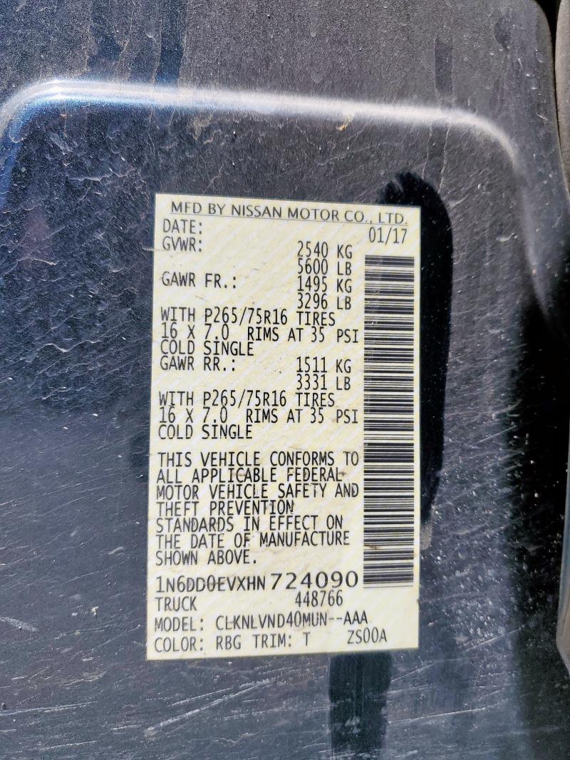 2017 NISSAN FRONTIER S - 1N6DD0EVXHN724090